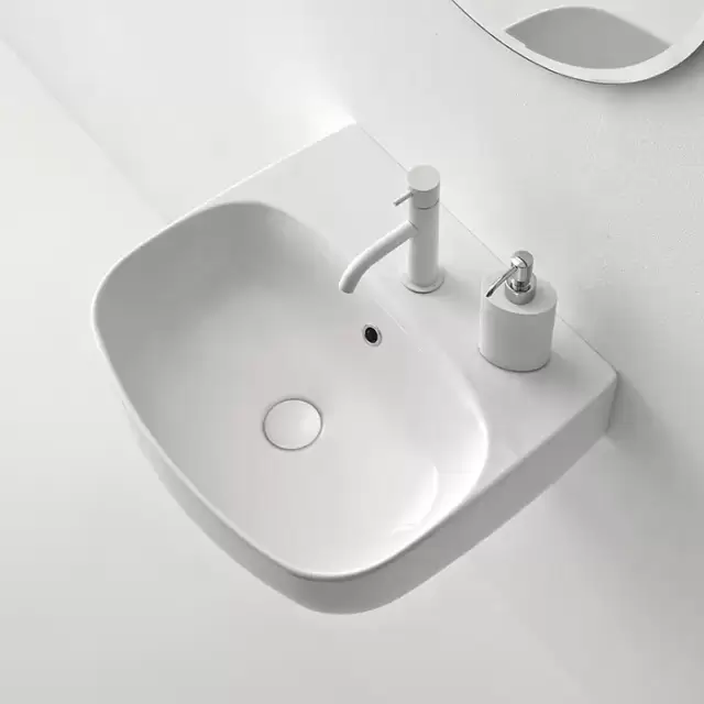 Kerasan Nolita Раковина 50х45 см, 1 отв., подвесная/накладная, цвет: белый глянцевый