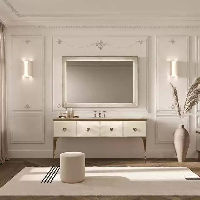 VITAGE milldue edition MAJESTIC 10/b Комплект мебели 180х55х82см напольный, раковина, зеркало, с подсветкой, отделка: стекло onice gold, фурнитура: бронза