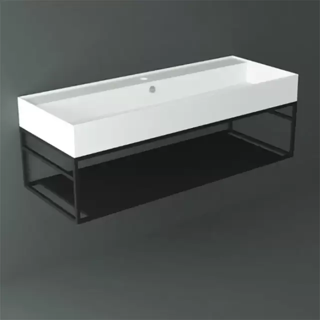 Simas Agile Структура металлическая 121x46xh28см, подвесная, для раковины с 1 отв., AG121, с 1 полкой, цвет: черный матовый