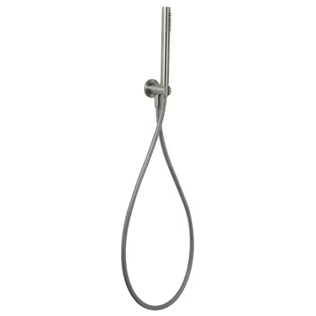 Carlo Frattini Spillo Steel Душевой комплект с ручным душем, шлангом 1500 мм. и настенным держателем с подводом воды, цвет: INOX