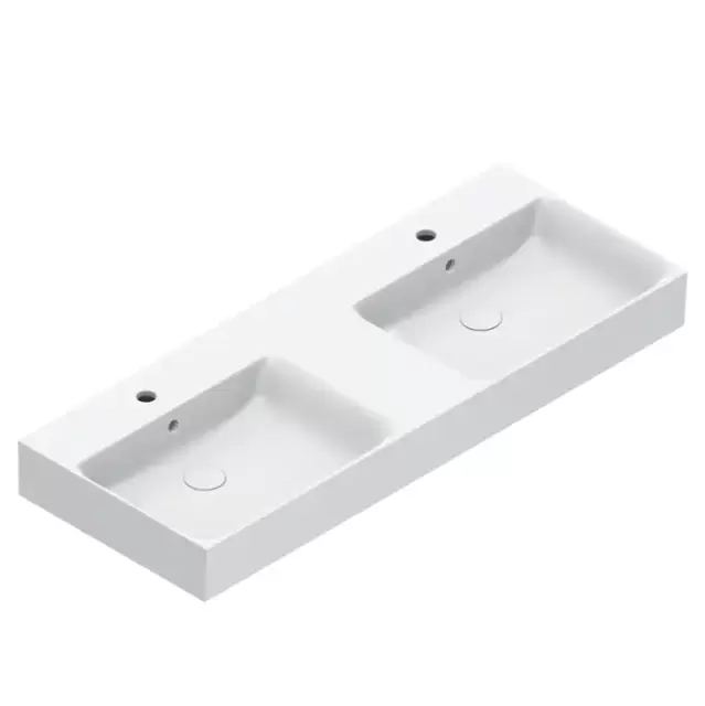Catalano Premium Раковина 120x47см двойная, с 2 отв., цвет: белый глянцевый