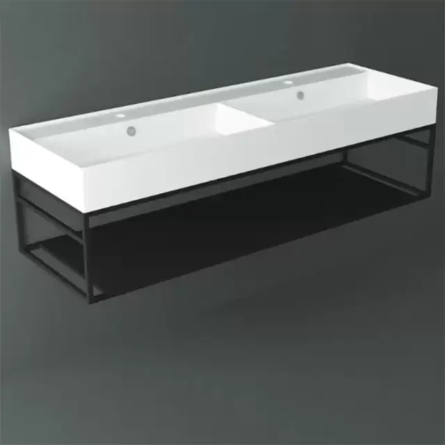 Simas Agile Структура металлическая 141x46xh28см, подвесная, для раковины с 1 отв., AG141, с 1 полкой, цвет: черный матовый