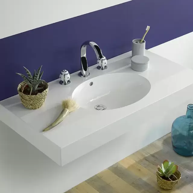 THG Ithaque decor platine Смеситель для раковины, 3 отв., цвет: хром/платина/белый фарфор