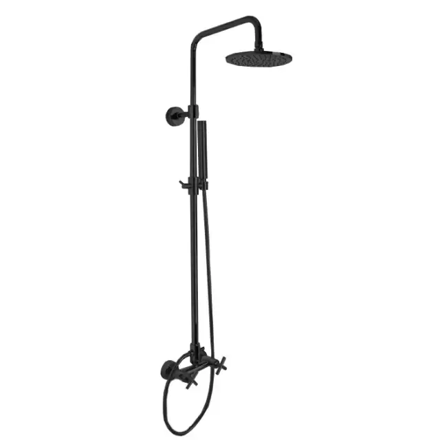 Carlo Frattini Maxima Смеситель для душа внешнего монтажа, с душевой штангой, верхним душем &Oslash; 250 мм. и душевым комплектом, цвет: черный матовый