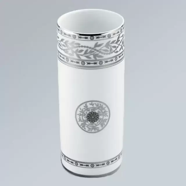 THG MARQUISE BLANC DECOR PLATINE Ваза керамическая, настольная, декор платина, цвет: белый