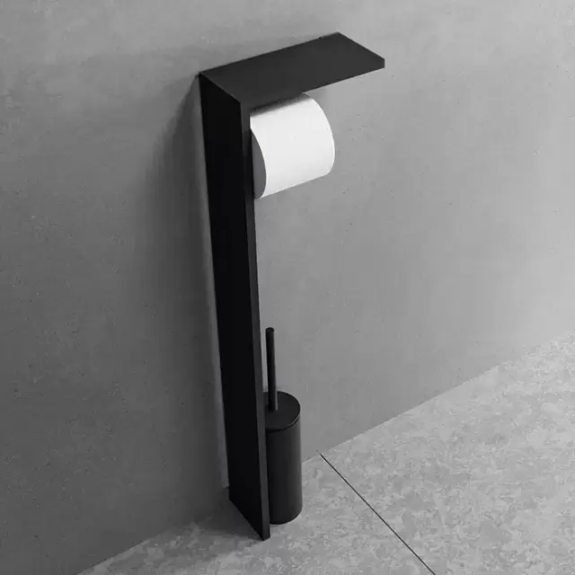 Novellini Kuadra Стойка с держателем т/б и ершиком для унитаза,, цвет: черный матовый