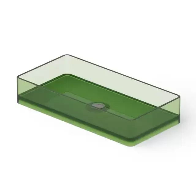 Dea Design Washbasins Раковина 80х40х14.5см., накладная, без отв., Glasstech, прозрачная смола, цвет: Emerald R3