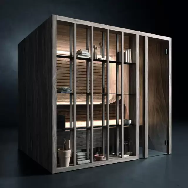 Effegibi Yoku S Shelf Сауна 174x170х214см, угловая DX, цвет: черный орех