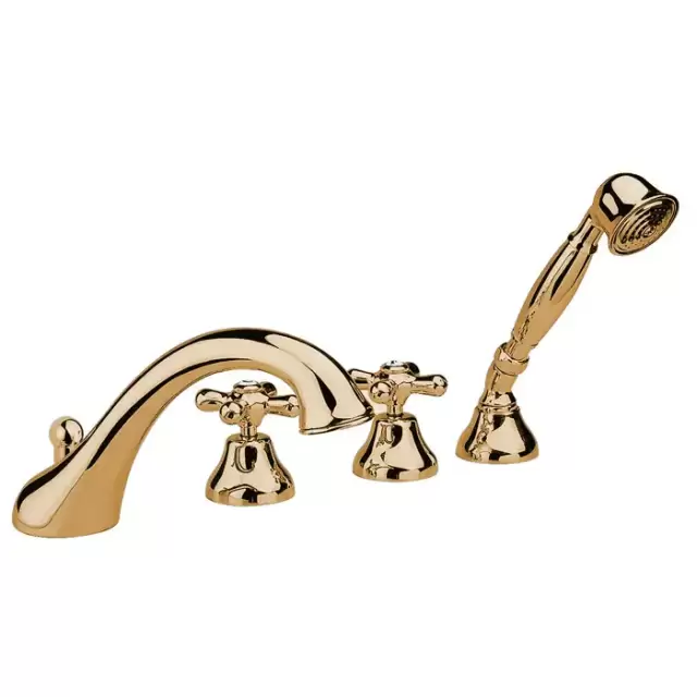 Nicolazzi Nuova Brenta Смеситель на борт ванны на 4 отверстия, с душевой лейкой, излив: 200мм, цвет: Gold Brass