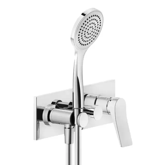 Gessi Rilievo Встраиваемый смеситель для ванны на 2 источника, с душевой лейкой и переключателем, внешняя часть, цвет: хром