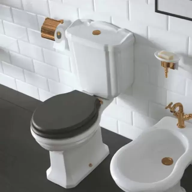 Globo Paestum Унитаз моноблок 67х38см, слив универсальный, с бачком и механизмом, цвет: белый/бронза