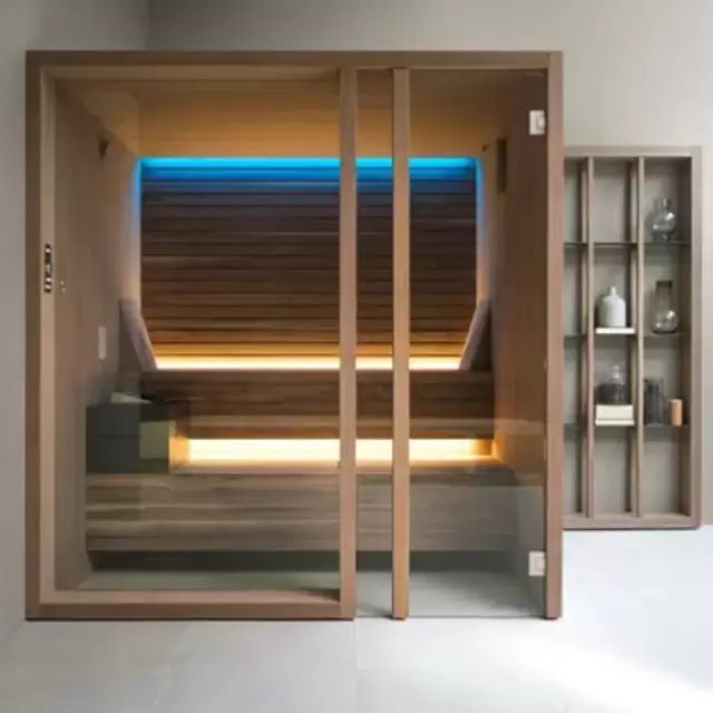 Effegibi Yoku S Glass Сауна 174x170х214см, угловая SX, цвет: черный орех