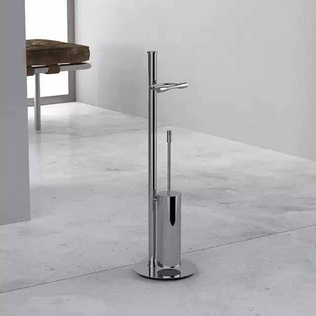 Colombo Isole Piantane Стойка с аксессуарами, туалетный ёршик, с держателем для т/б h:75см, цвет: хром