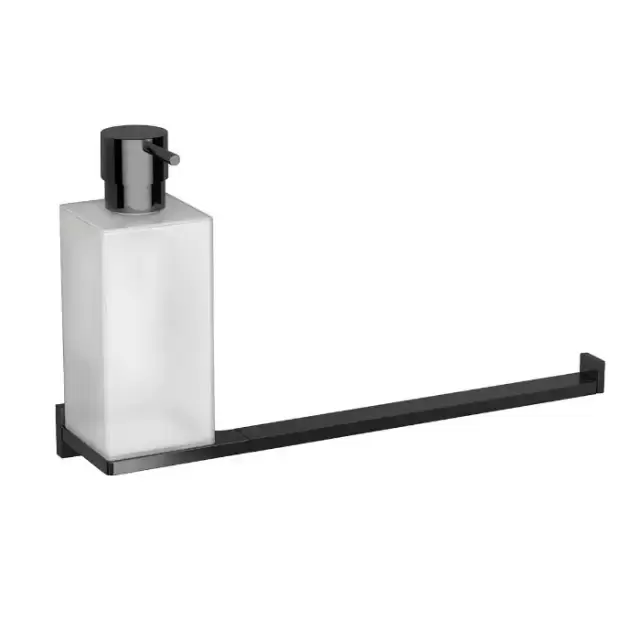 Colombo Look Дозатор для жидкого мыла с полотенцедержателем, подвесной, цвет: PVD графит полированный/матовое стекло