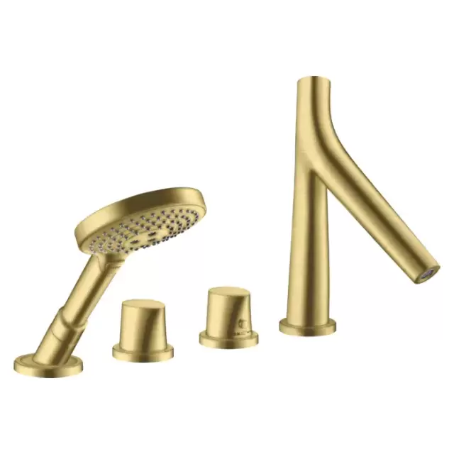 Axor Starck Organic Смеситель на борт ванны, на 4 отв., с ручным душем, цвет: шлифованная медь