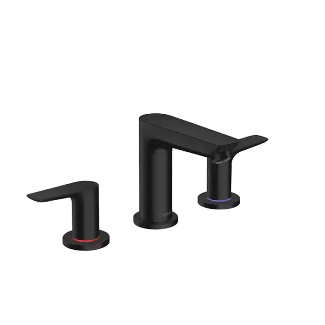 Hansgrohe Talis E Смеситель для раковины 150, на 3 отв, с донным клапаном, излив 112мм, цвет: черный матовый