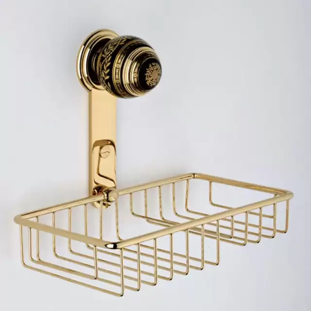 THG Marquise porcelaine noire Полочка металлическая, решетка, 24х13см., подвесной, цвет: золото/черный фарфор