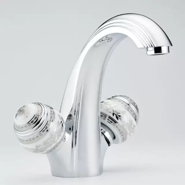 THG Marquise porcelaine blanche Смеситель для раковины, 1 отв., цвет: хром/платина/белый фарфор