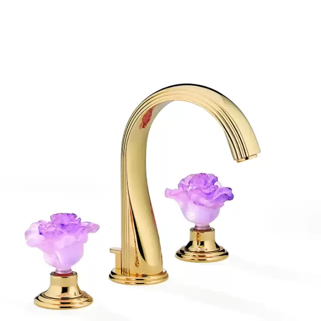 THG Rose Смеситель для раковины, 3 отв., цвет: золото