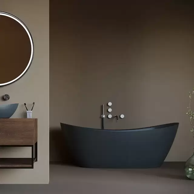 Salini Noemi Ванна отдельностоящая 185х78х72см, донный клапан, сифон, материал: S-Sense, цвет: глянцевый RAL9005