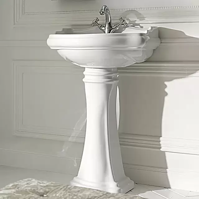 Kerasan Retro Раковина 55 см, 1 отв., с колонной, цвет: белый