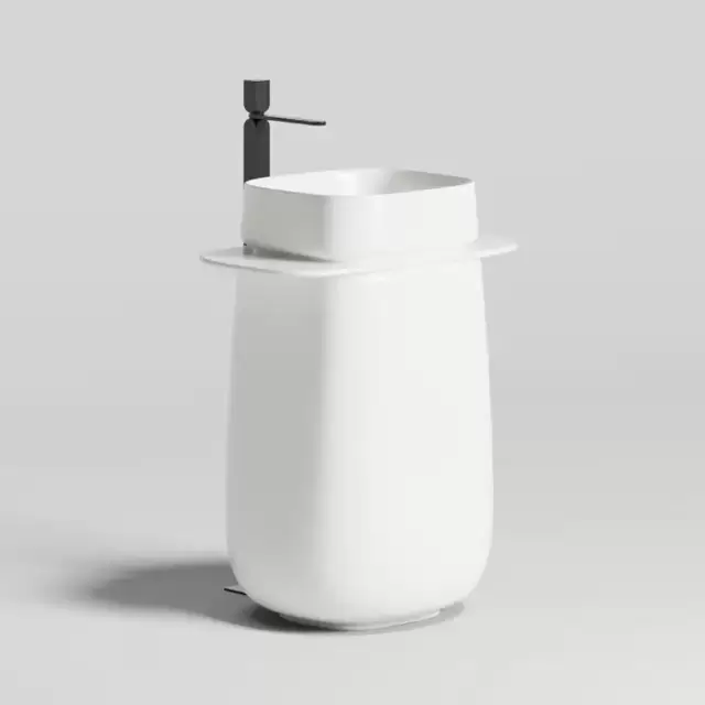 Salini Oriente Totem Раковина напольная, 70х49х90см, S-Sense, декор.накладка на слив, выпуск, сифон, цвет: белый матовый