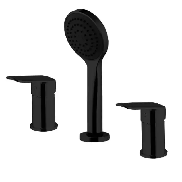 Fima Carlo Frattini Serie 22 Смеситель на борт ванны, на 3 отв., с ручным душем, цвет: черный матовый