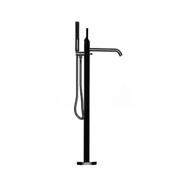 Bossini Apice Смеситель для ванны, напольный, с ручным душем, цвет: черный матовый