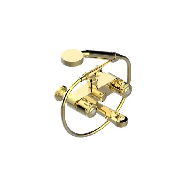 THG CORVAIR FIOR DI BOSCO Смеситель для ванны настенный, с ручным душем и шлангом 1500 мм., цвет: полированное золото