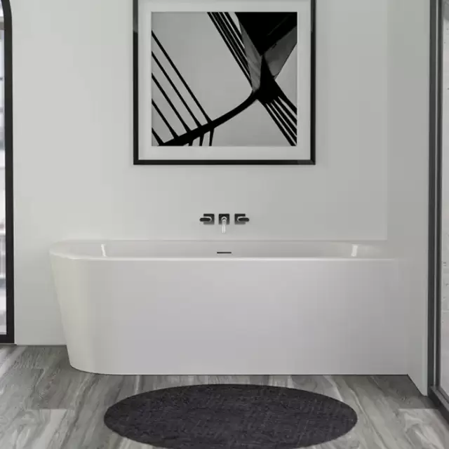 KNIEF Wall Corner L Ванна пристенная 180х80х60см., с круглым переливом, с комплектом крепл.к стене, без сл-перелива, цвет: белый