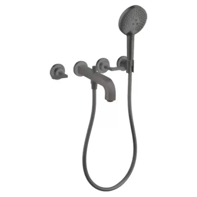 Axor Citterio Смеситель для ванны, встраиваемый, с ручным душем, ручка: рычаг, цвет: шлифованный черный хром