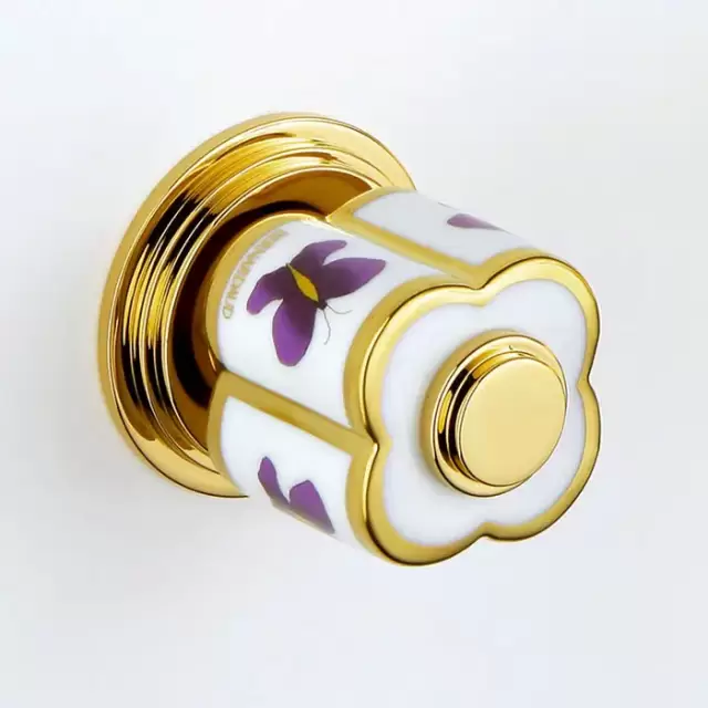 THG CAPUCINE MAUVE DECOR OR Ручка дверная одинарная, декор золото/лиловый, цвет: полированное золото