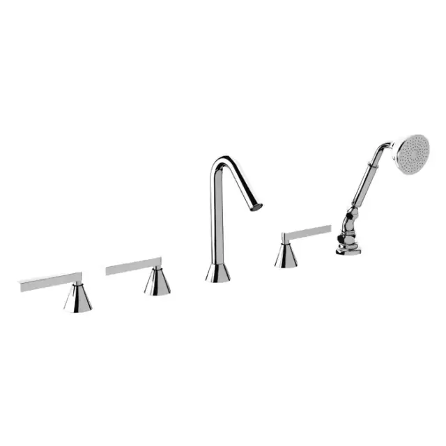 Nicolazzi Flag Смеситель на борт ванны, на 5 отв, с ручным душем, цвет: хром