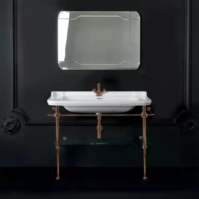 Kerasan Waldorf Металлическая структура 120х42см, с раковиной на1 отв., со стеклянной полочкой, напольная, цвет: бронза