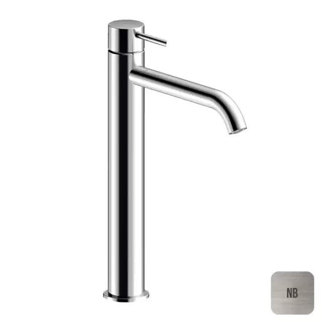 Almar Mixers Смеситель для раковины, высокий, 1 отв., без донного клапана, цвет: никель брашированный