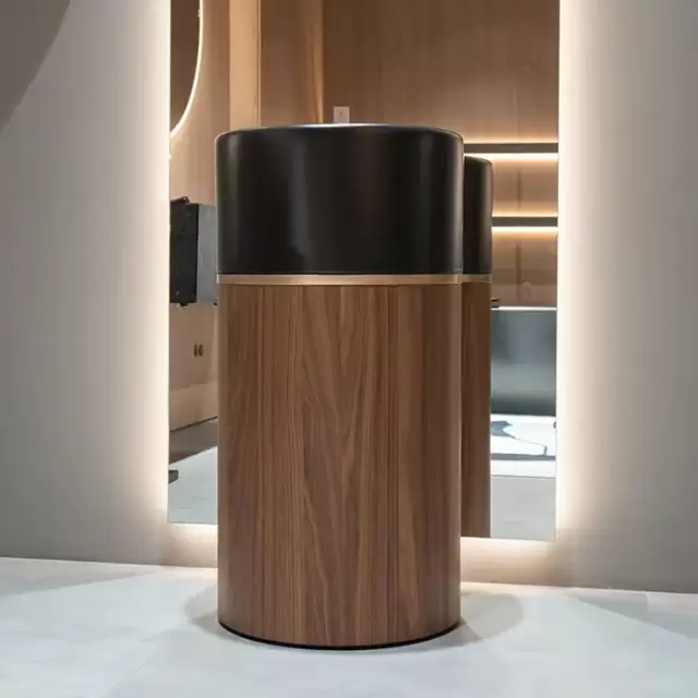 NOORTH milldue edition Roma I Раковина напольная &Oslash;45x88cм., слив в пол, цвет: Nero opaco/Noce Canaletto/Oro