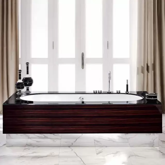 VITAGE milldue edition Ванна отдельностоящая 200х100см, стальная, с сифоном, топ стекло nero, цвет: белый / глянцевый шпон Ebano