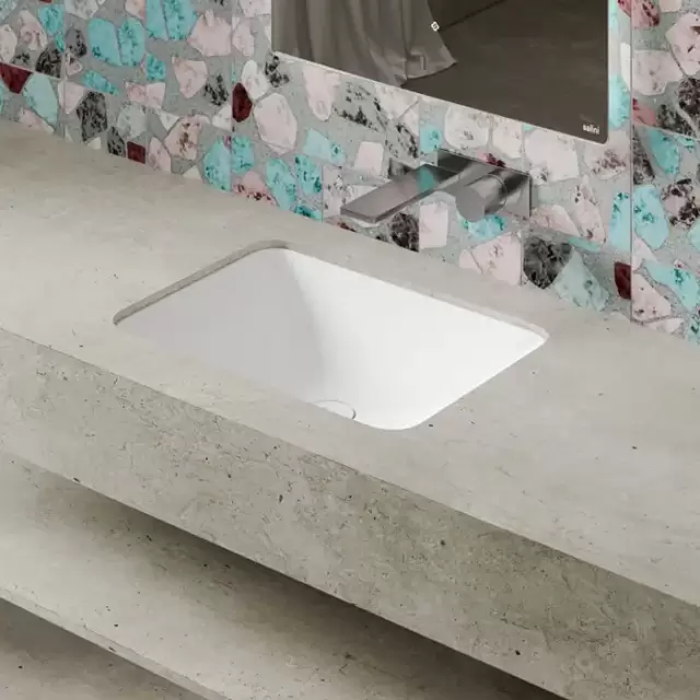 Salini Marea 06 Раковина врезная снизу 55х40х13.4cм., без отв., без перелива, мат-л: S-Sense, цвет: белый