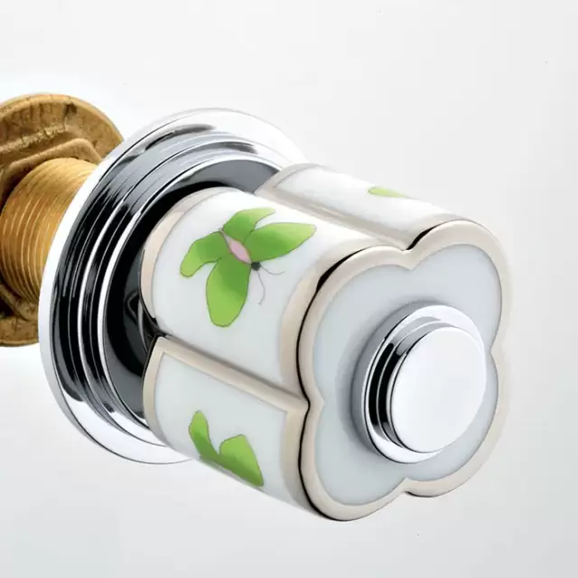 THG CAPUCINE VERT DECOR PLATINE Ручка дверная одинарная, декор платина/зеленый, цвет: хром