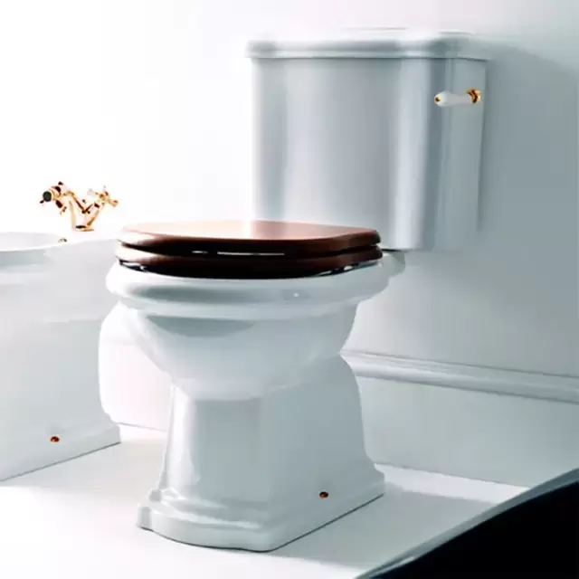 Kerasan Retro Унитаз 72х38.5см., моноблок, слив в стену, ручка смыва справа, цвет: белый/золото