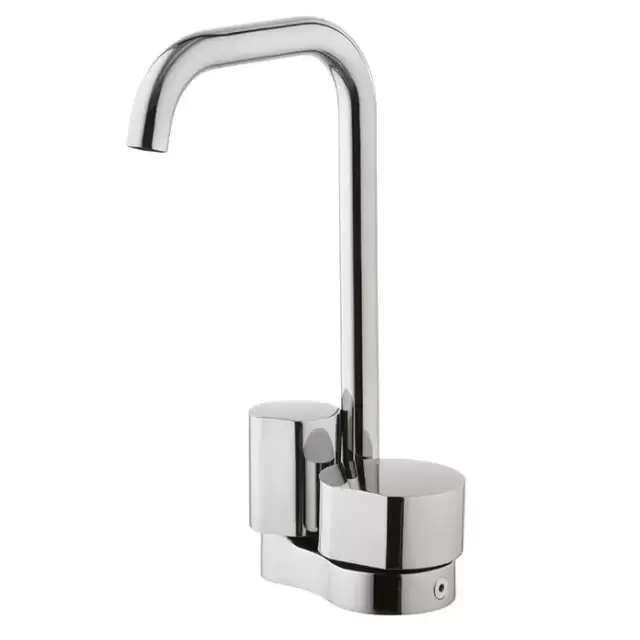 Carlo Frattini So Смеситель для раковины двухкомандный, на 1 отверстие, поворотный излив &Oslash; 18 мм, донный клапан click-clack, цвет: хром