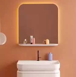 BURGBAD B.ME Зеркало 1000х830х150 мм., LED подсветка, с полкой, цвет белый